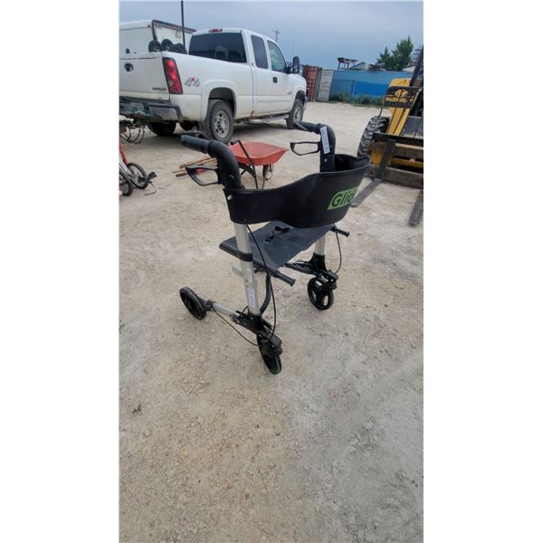 Glider Rollator Walker with Seat and Backrest, and Hand Brakes