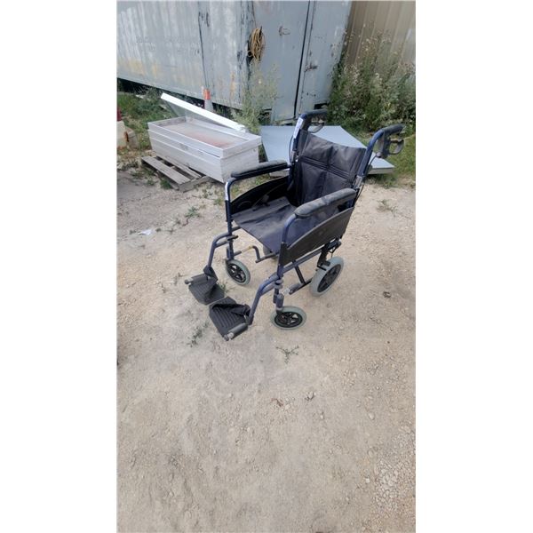 Blue 2-in-1 Rollator and Transport Chair with Swing-Away Footrests and Handbrakes