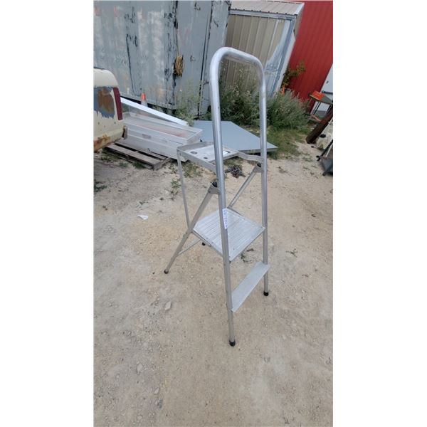Little Giant Safety Step 3-Step Folding Aluminum Platform Ladder with Handrail and Top Tray