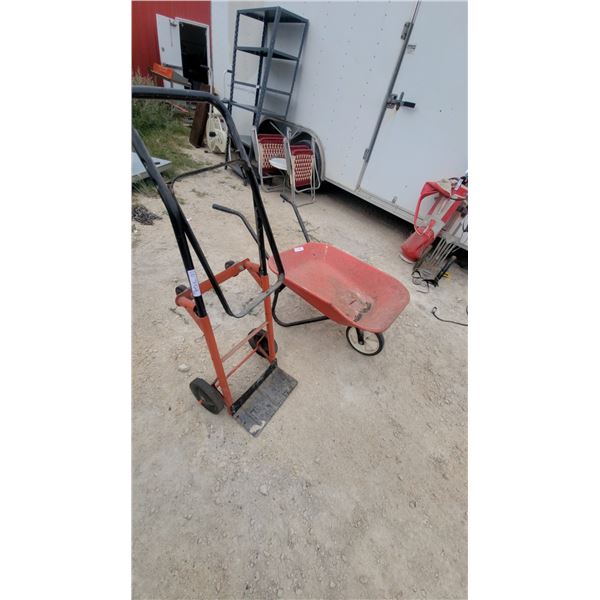 /Dolly and Red Single-Wheel Garden Wheelbarrow