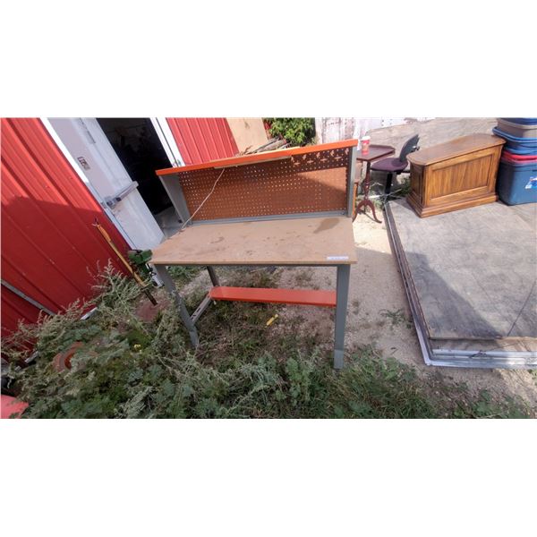Work Bench with Pegboard Back and Shelf, Vise, 50”×48”×24”