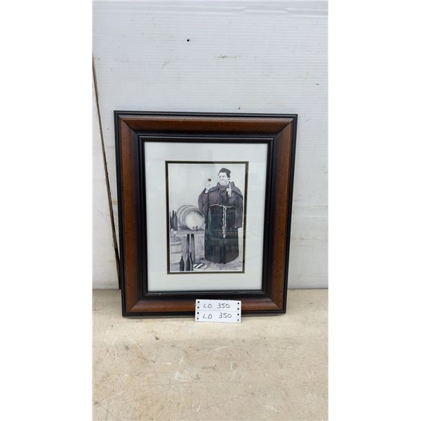 Bob McCarthy "Monk with Wine Barrel" Print, from 1932 German Photo, and Frame