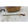 Image 7 : Assorted Umbrellas, Vintage Lynden Apple Basket, Woven Baskets, Oven Mitts, Shoe Horn