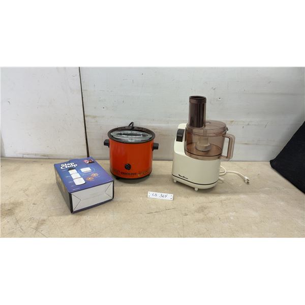 Vintage Rival Crock-Pot Slow-Cooker, Moulinex Food Processor, and Slap Chop Set