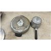 Image 5 : Assortment of Cookware Including T-Fal Non-Stick Frying Pan, Stainless Pots with Lids