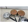 Image 9 : Assortment of Cookware Including T-Fal Non-Stick Frying Pan, Stainless Pots with Lids