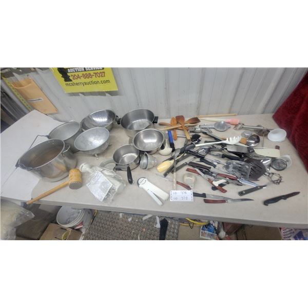 Kitchen Utensils and Cookware: Stainless Steel Pots, Colanders, Spatulas, Ladles, Knives