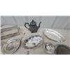 Image 4 : Victorian Cast Iron Teapot, Silver Plate Trays, Bowls, Creamer, Sugar