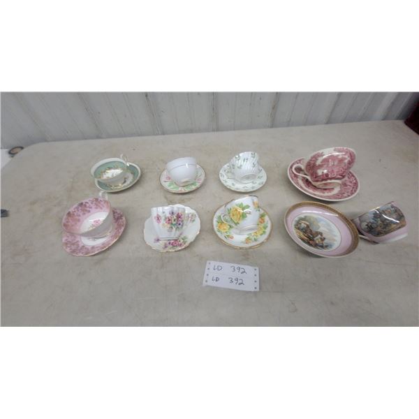 Collection of Teacups and Saucers: Royal Albert, Paragon, and Aynsley