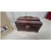 Image 5 : Vintage Waste Basket, Ashtray, Letter Opener, 2 Zodiac Spinners, and Wood Box