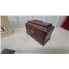 Image 7 : Vintage Waste Basket, Ashtray, Letter Opener, 2 Zodiac Spinners, and Wood Box