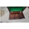 Image 9 : Vintage Waste Basket, Ashtray, Letter Opener, 2 Zodiac Spinners, and Wood Box