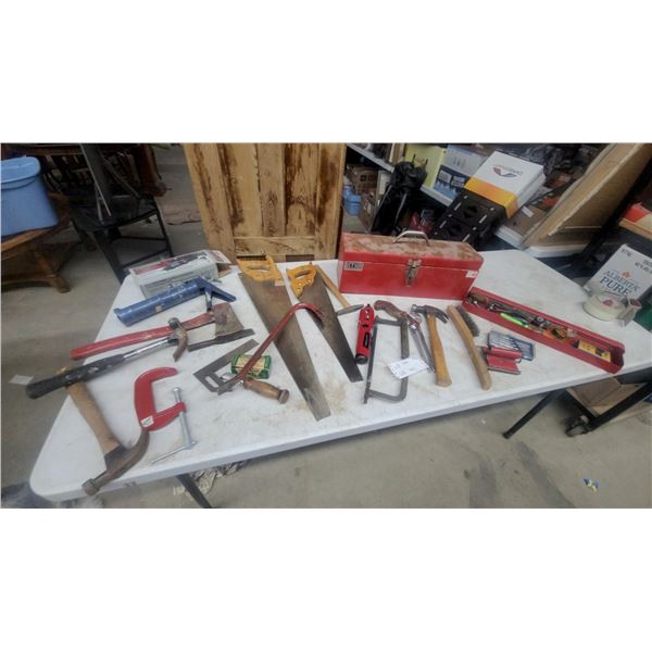 Tool-Mate Red Metal Toolbox with Ratchets, Screwdrivers, Drill Bits, Sockets