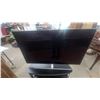 Image 2 : Samsung Flat-Screen Television on Black Curved TV Stand with Glass Shelves and Swivel Mount 55”