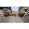 Image 1 : Oval Glass-Top Coffee Table and Two End Tables
