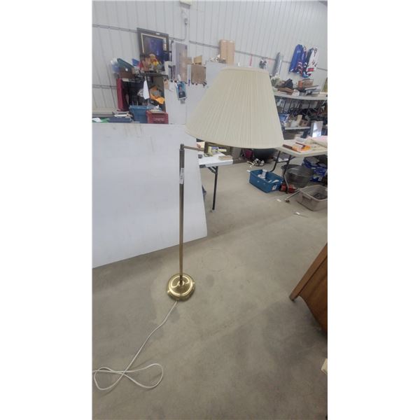 Brass Finish Floor Lamp with Pleated Shade