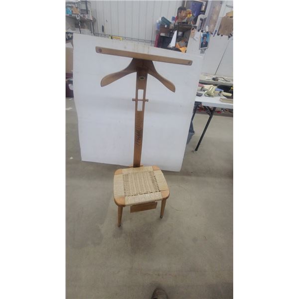 Fratelli Reguitti Valet Chair and Dresser with Woven Seat, Hanger, and drawer