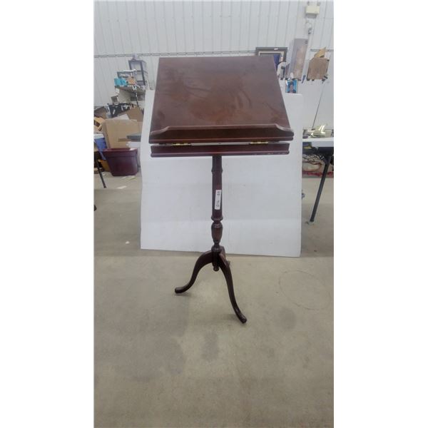 Wooden Book Stand/Reading Lectern with Hinged Adjustable Top and Turned Pedestal Tripod Base