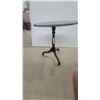 Image 1 : Dark Wood Tilt-Top Pedestal Table with Oval Top and Three Splayed Legs 21”×19” x 14”
