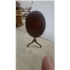 Image 4 : Dark Wood Tilt-Top Pedestal Table with Oval Top and Three Splayed Legs 21”×19” x 14”