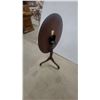 Image 5 : Dark Wood Tilt-Top Pedestal Table with Oval Top and Three Splayed Legs 21”×19” x 14”