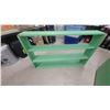 Image 6 : Green Painted Hutch 75”×24”×49” and Matching Low Bookshelf 30”×49” ×7”