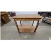 Image 1 : Two-Tiered Oak End Table with Rectangular Top and Lower Shelf 24”×28”×20”