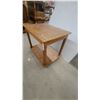 Image 4 : Two-Tiered Oak End Table with Rectangular Top and Lower Shelf 24”×28”×20”