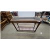 Image 1 : Traditional Wooden Console Table with Shaped Glass Top Insert and Lower Shelf 27”×47”×15”