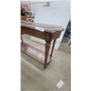 Image 4 : Traditional Wooden Console Table with Shaped Glass Top Insert and Lower Shelf 27”×47”×15”