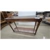 Image 5 : Traditional Wooden Console Table with Shaped Glass Top Insert and Lower Shelf 27”×47”×15”