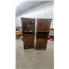 Image 1 : Pair of Traditional Wood Hutch Cabinets with Glass Doors, Drop-Front, Drawer and Brass Hardware