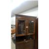 Image 7 : Pair of Traditional Wood Hutch Cabinets with Glass Doors, Drop-Front, Drawer and Brass Hardware