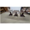 Image 1 : Set of 3 Dark Wood Square-Top Pedestal Tables with Fluted Column and Decorative Base 16”×18”×18”
