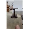 Image 2 : Set of 3 Dark Wood Square-Top Pedestal Tables with Fluted Column and Decorative Base 16”×18”×18”