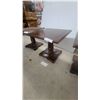 Image 4 : Set of 3 Dark Wood Square-Top Pedestal Tables with Fluted Column and Decorative Base 16”×18”×18”