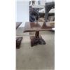 Image 6 : Set of 3 Dark Wood Square-Top Pedestal Tables with Fluted Column and Decorative Base 16”×18”×18”