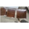 Image 7 : Set of 3 Dark Wood Square-Top Pedestal Tables with Fluted Column and Decorative Base 16”×18”×18”