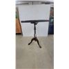 Image 1 : Carved Wood Tripod Table with Needlepoint Floral Top and Glass Cover 24” diameter 26” High