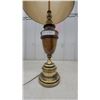 Image 2 : Vintage Brass and Wood Table Lamp with Tapered Shade