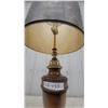 Image 3 : Vintage Brass and Wood Table Lamp with Tapered Shade