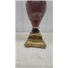 Image 3 : Pair of Table Lamps: Brass and Burgundy Urn-Form Lamp (LD 434) and Brass Column Lamp (LD 435)