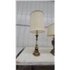 Image 6 : Pair of Table Lamps: Brass and Burgundy Urn-Form Lamp (LD 434) and Brass Column Lamp (LD 435)