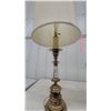 Image 8 : Pair of Table Lamps: Brass and Burgundy Urn-Form Lamp (LD 434) and Brass Column Lamp (LD 435)