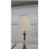 Image 9 : Pair of Table Lamps: Brass and Burgundy Urn-Form Lamp (LD 434) and Brass Column Lamp (LD 435)