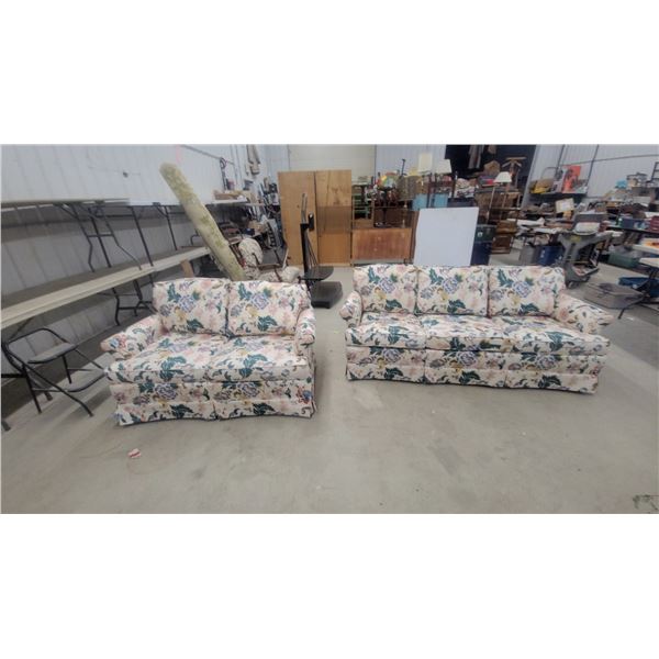 Pair of Floral Upholstered Sofas 72” wide +54” wide only sat on a few times
