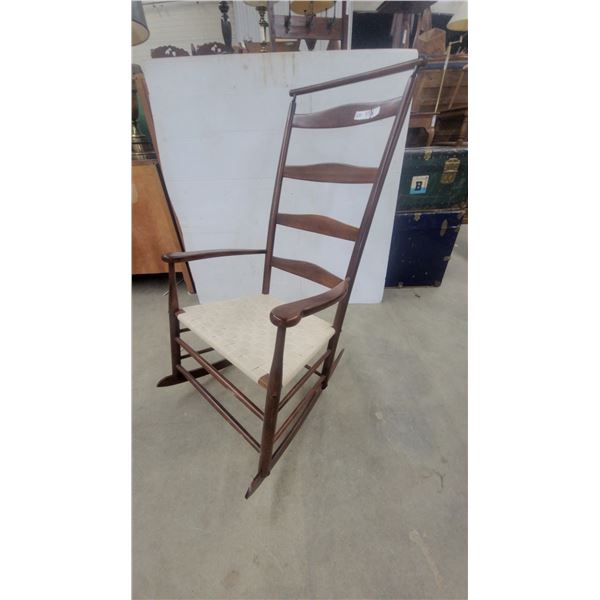 Shaker-Style Tall Ladderback Rocking Chair With Woven Tape Seat
