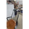 Image 4 : Mid-Century Comb-Back Windsor Rocking Chair with Black Frame and Natural Saddle Seat