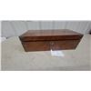 Image 1 : Antique Burlwood and Brass Campaign Desk Box, Red Velvet Interior, Brass Inkwell and More