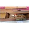 Image 6 : Antique Burlwood and Brass Campaign Desk Box, Red Velvet Interior, Brass Inkwell and More
